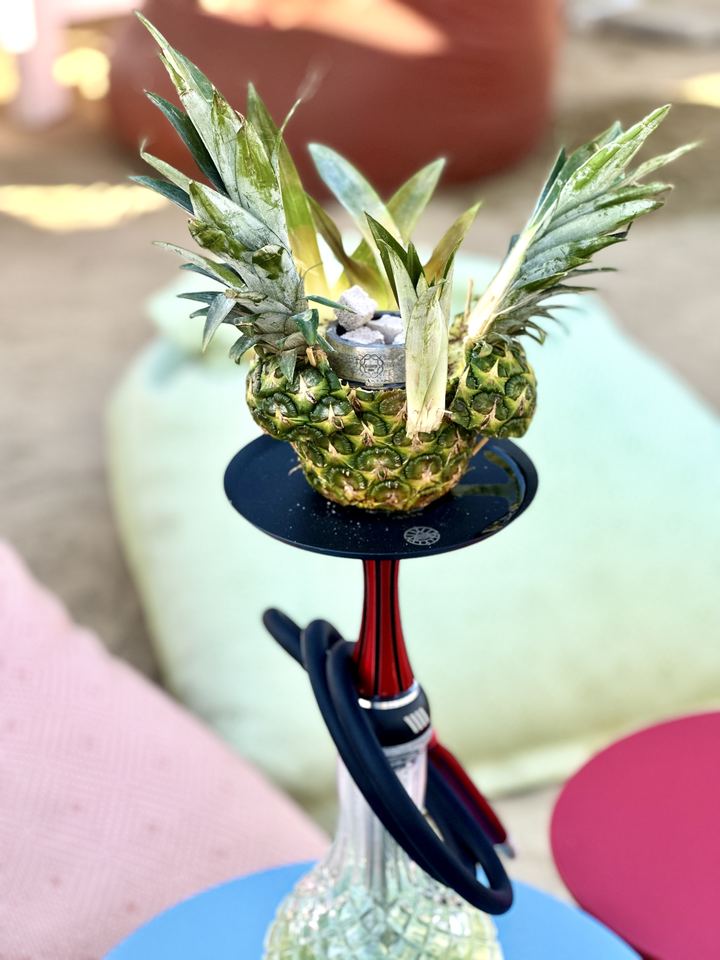 Pineapple bowl shisha on the beach